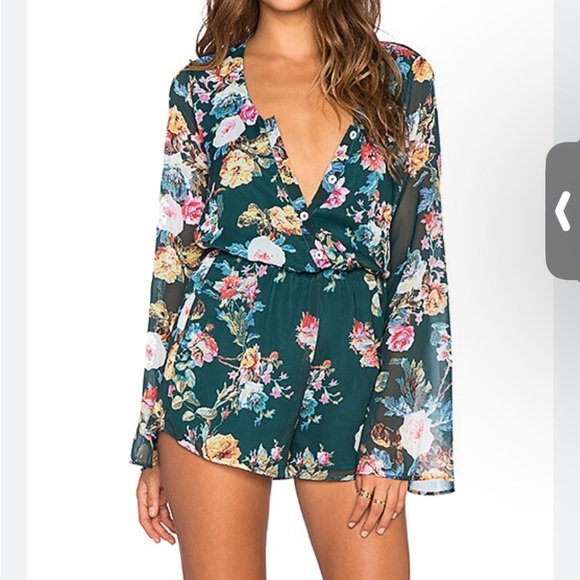 Show Me Your MuMu Red Rocks Bell Sleeve Romper XS - Picture 1 of 10